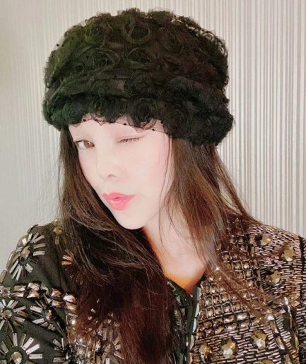 Black textured rose knot headscarf